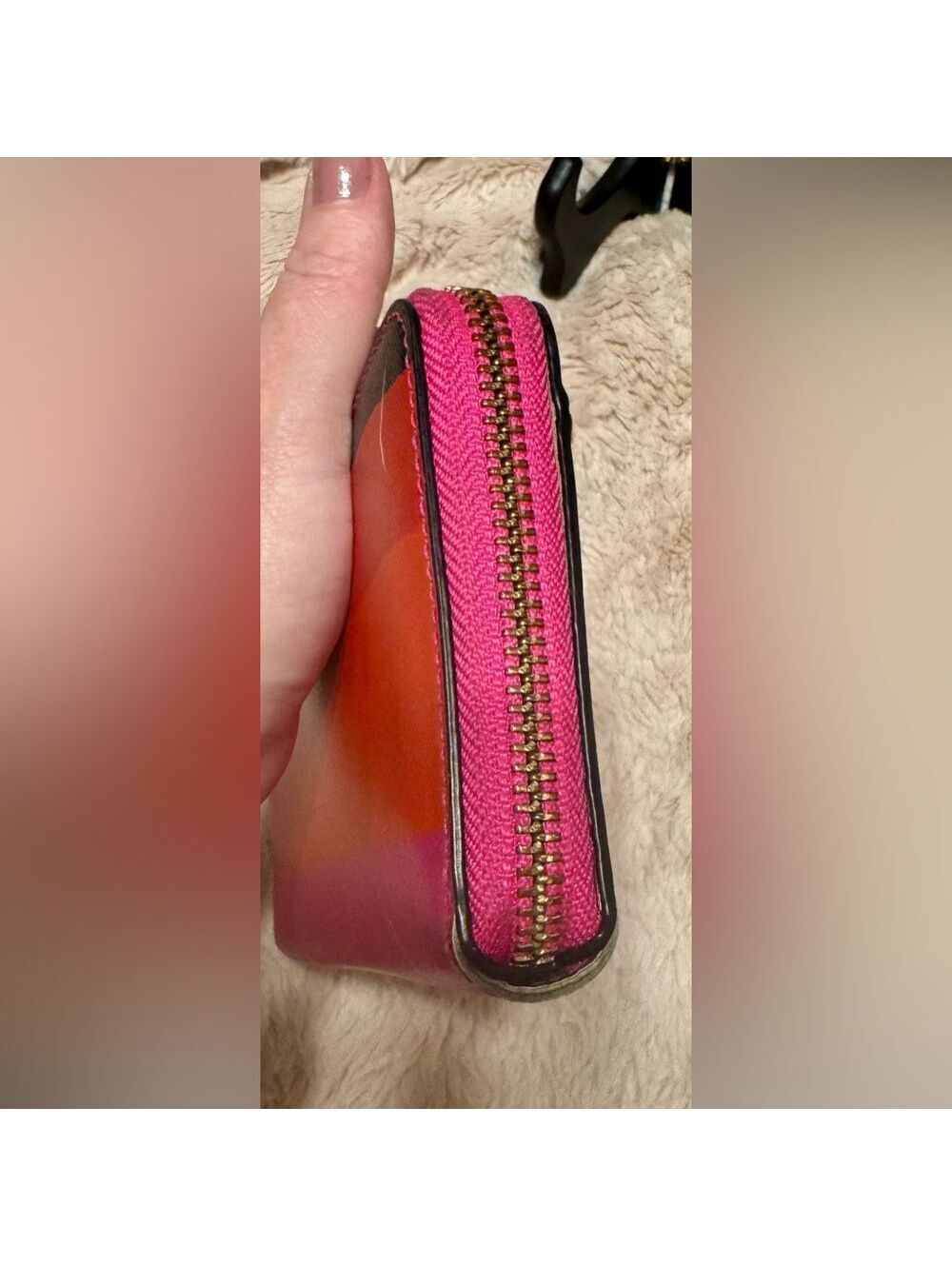 kate spade Striped Pink, Red & Orange Zip Wallet - Picture 8 of 9